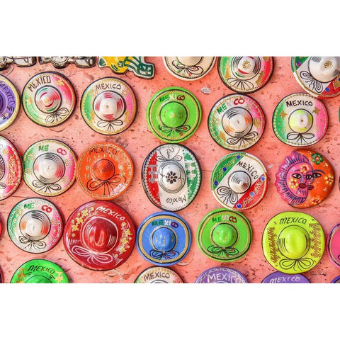 Mexico Hats Black Modern Wood Framed Art Print with Double Matting by Murdock, Ramona