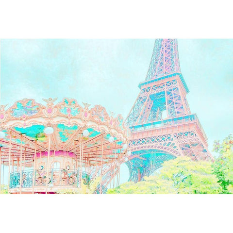 Cotton Candy Carousel Black Modern Wood Framed Art Print by Murdock, Ramona