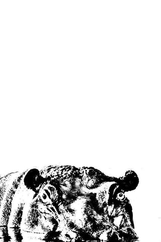 Happy Hippo White Modern Wood Framed Art Print with Double Matting by Murdock, Ramona