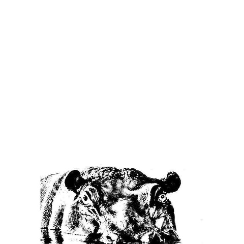 Happy Hippo Black Modern Wood Framed Art Print by Murdock, Ramona