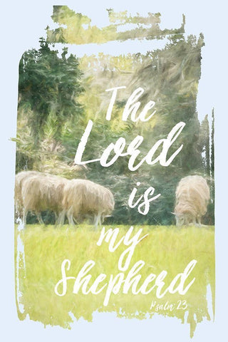 The Lord is my Shepherd White Modern Wood Framed Art Print with Double Matting by Murdock, Ramona