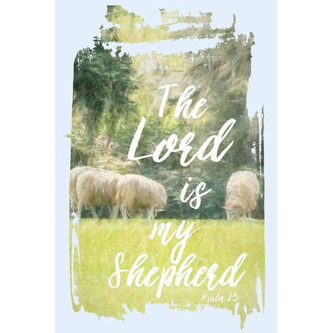 The Lord is my Shepherd White Modern Wood Framed Art Print by Murdock, Ramona