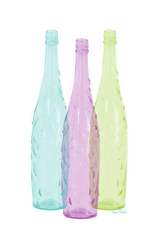 Bottles Tres White Modern Wood Framed Art Print with Double Matting by Murdock, Ramona