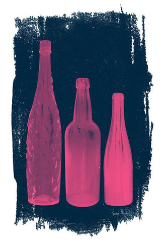 Pink on Navy White Modern Wood Framed Art Print with Double Matting by Murdock, Ramona