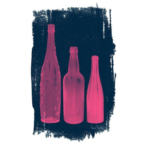 Pink on Navy Black Modern Wood Framed Art Print by Murdock, Ramona