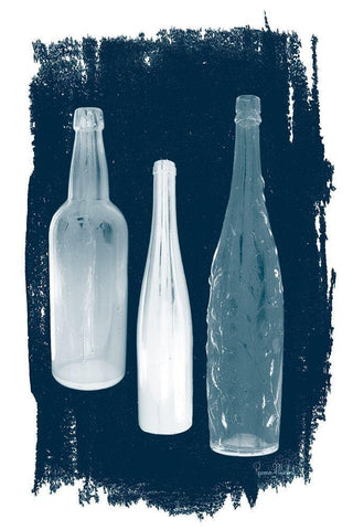 Three on Navy Black Ornate Wood Framed Art Print with Double Matting by Murdock, Ramona