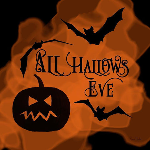 All Hallows Eve Pumpkin Black Modern Wood Framed Art Print by Murdock, Ramona