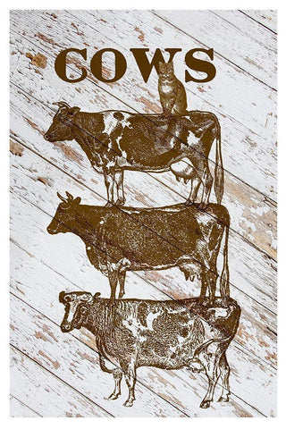 Cows White Modern Wood Framed Art Print with Double Matting by Murdock, Ramona