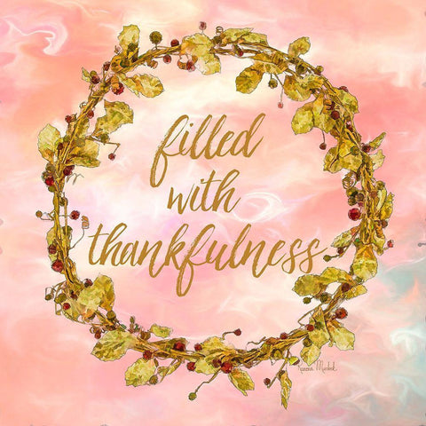 Filled with Thankfulness White Modern Wood Framed Art Print by Murdock, Ramona