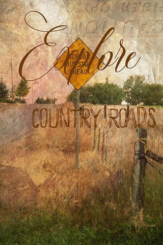 Explore Country Roads White Modern Wood Framed Art Print with Double Matting by Murdock, Ramona