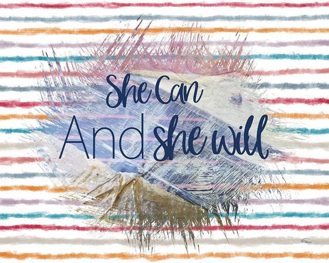 She Can White Modern Wood Framed Art Print with Double Matting by Murdock, Ramona