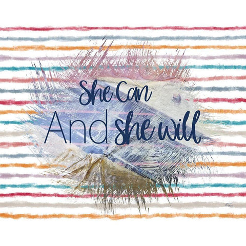 She Can Black Modern Wood Framed Art Print with Double Matting by Murdock, Ramona