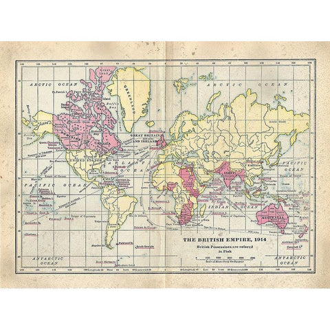 Vintage British Empire Map White Modern Wood Framed Art Print by Murdock, Ramona