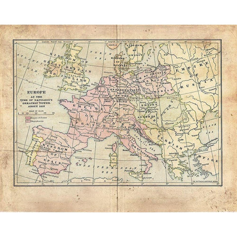 Vintage Napoleon Empire Map Black Modern Wood Framed Art Print with Double Matting by Murdock, Ramona