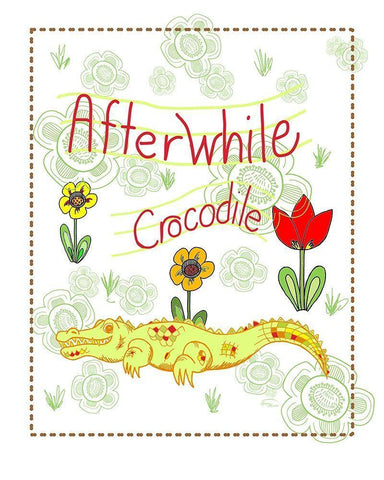 Afterwhile Crocodile Black Ornate Wood Framed Art Print with Double Matting by Murdock, Ramona