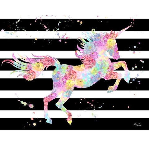 Unicorn Stripes Gold Ornate Wood Framed Art Print with Double Matting by Murdock, Ramona