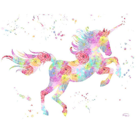 Unicorn White Gold Ornate Wood Framed Art Print with Double Matting by Murdock, Ramona