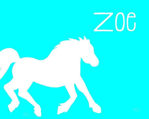 Blue Horse White Modern Wood Framed Art Print with Double Matting by Murdock, Ramona