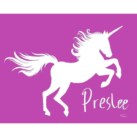 Purple Unicorn White Modern Wood Framed Art Print by Murdock, Ramona