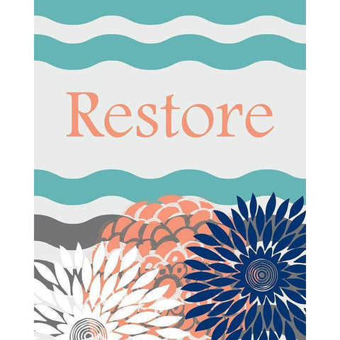 Restore Waves White Modern Wood Framed Art Print by Murdock, Ramona