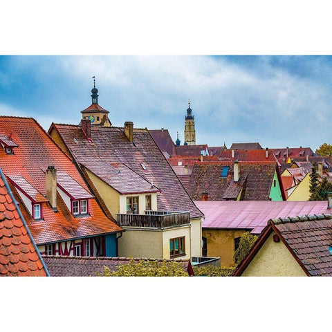 Red Roofs of Rotherburg I Black Modern Wood Framed Art Print with Double Matting by Murdock, Ramona