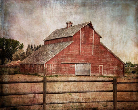 York Road Barn Black Ornate Wood Framed Art Print with Double Matting by Murdock, Ramona
