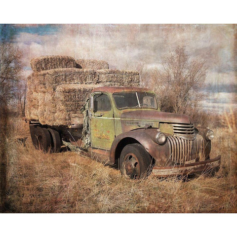 Vintage Hay Truck Gold Ornate Wood Framed Art Print with Double Matting by Murdock, Ramona