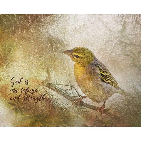 God is My Refuge Gold Ornate Wood Framed Art Print with Double Matting by Murdock, Ramona