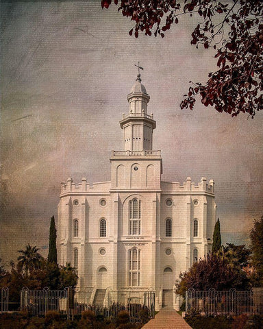 LDS St. George Temple White Modern Wood Framed Art Print with Double Matting by Murdock, Ramona