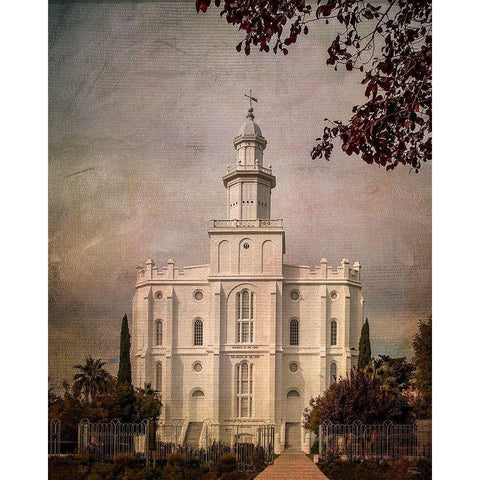 LDS St. George Temple Gold Ornate Wood Framed Art Print with Double Matting by Murdock, Ramona