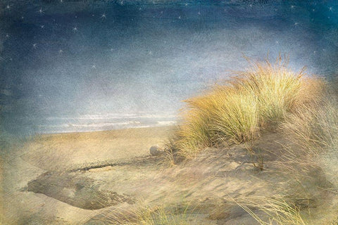 Starry Beach White Modern Wood Framed Art Print with Double Matting by Murdock, Ramona
