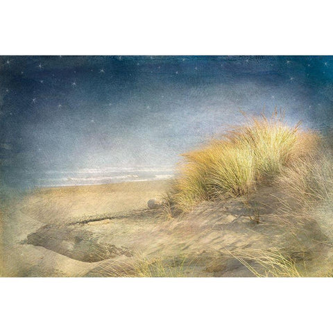 Starry Beach White Modern Wood Framed Art Print by Murdock, Ramona