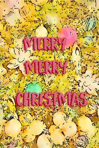Merry Merry Christmas Black Ornate Wood Framed Art Print with Double Matting by Murdock, Ramona