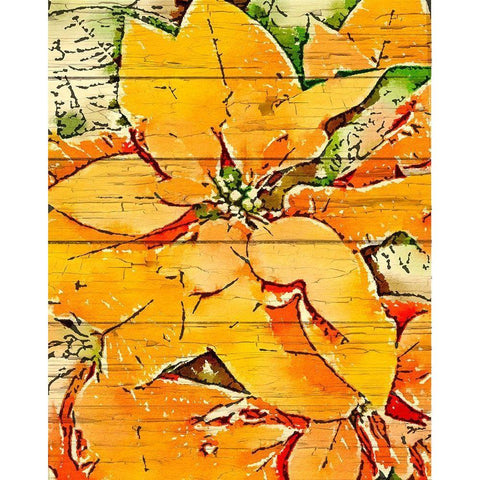 Poinsettia Gold Black Modern Wood Framed Art Print with Double Matting by Murdock, Ramona