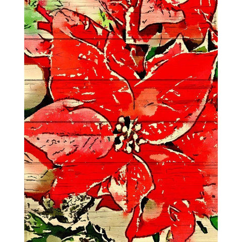 Poinsettia Red Black Modern Wood Framed Art Print with Double Matting by Murdock, Ramona