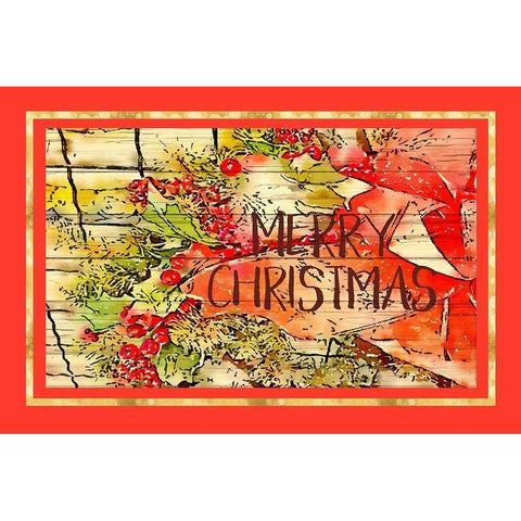 Merry Christmas II Gold Ornate Wood Framed Art Print with Double Matting by Murdock, Ramona