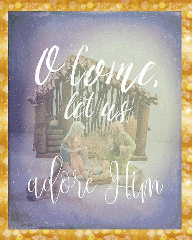 O Come Adore Him White Modern Wood Framed Art Print with Double Matting by Murdock, Ramona