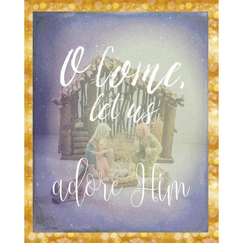 O Come Adore Him Black Modern Wood Framed Art Print by Murdock, Ramona