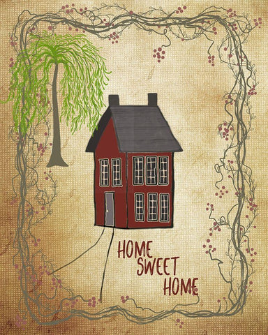 Home Sweet Home Black Ornate Wood Framed Art Print with Double Matting by Murdock, Ramona