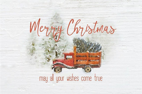 Merry Christmas Trees Black Ornate Wood Framed Art Print with Double Matting by Murdock, Ramona