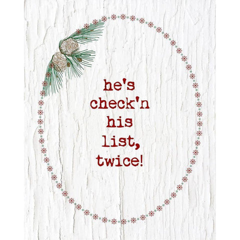 Hes Checkin His List Gold Ornate Wood Framed Art Print with Double Matting by Murdock, Ramona