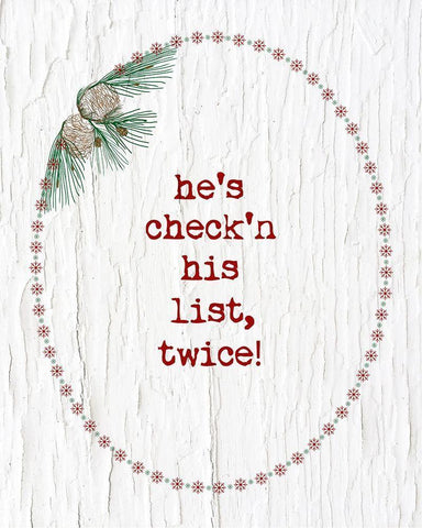 Hes Checkin His List Black Ornate Wood Framed Art Print with Double Matting by Murdock, Ramona