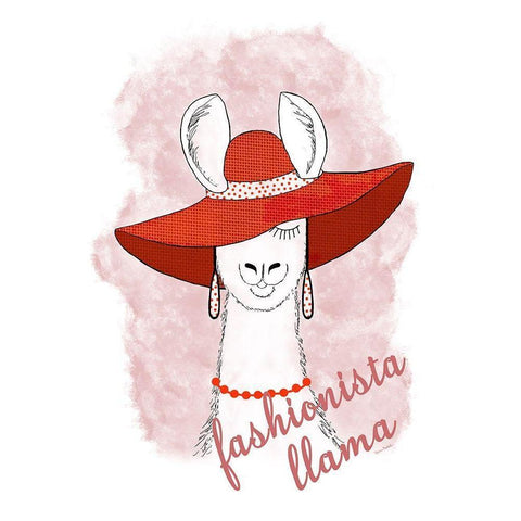 Fashionista Llama Black Modern Wood Framed Art Print by Murdock, Ramona
