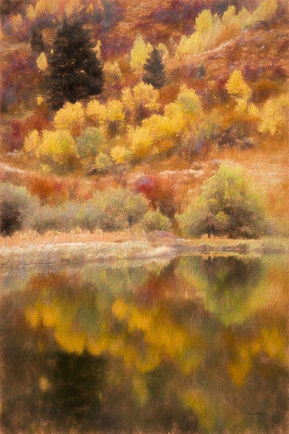 Hillside Reflection White Modern Wood Framed Art Print with Double Matting by Murdock, Ramona