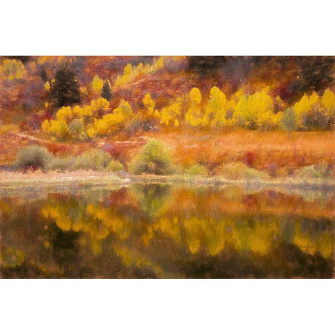 Autumns Reflection Black Modern Wood Framed Art Print with Double Matting by Murdock, Ramona