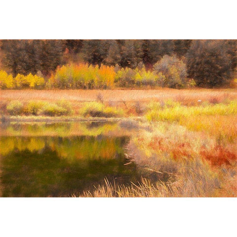 Autumn Pond Black Modern Wood Framed Art Print by Murdock, Ramona
