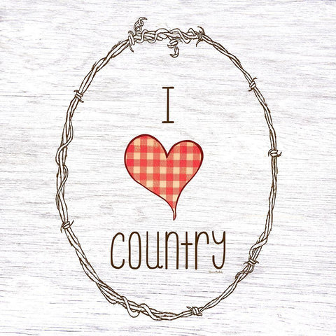 I Love Country Black Ornate Wood Framed Art Print with Double Matting by Murdock, Ramona