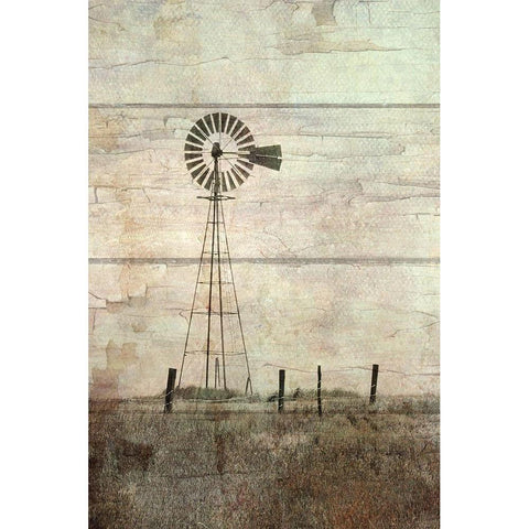 Windmill on a Hill Black Modern Wood Framed Art Print with Double Matting by Murdock, Ramona