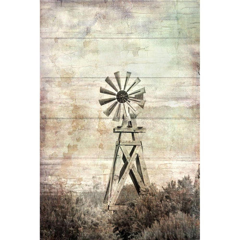 Windmill Silent Gold Ornate Wood Framed Art Print with Double Matting by Murdock, Ramona