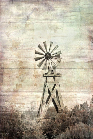 Windmill Silent Black Ornate Wood Framed Art Print with Double Matting by Murdock, Ramona